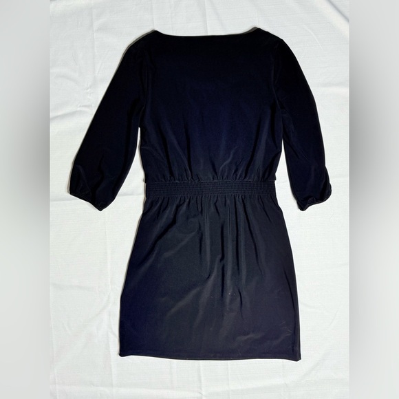 White House Black Market WHBM Women’s XS Black 3/4 Sleeve Knee Length Dress - Picture 6 of 6
